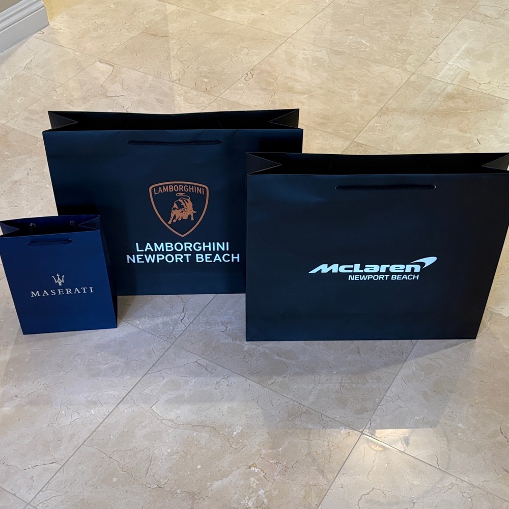 Lamborghini Newport Beach, McLaren Newport Beach, Maserati Black Gift Bags